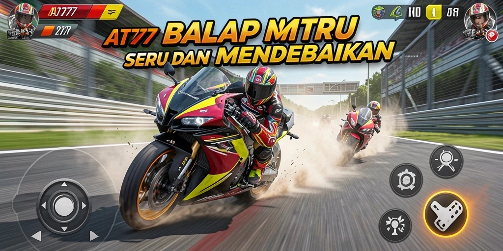Tampilan antarmuka AT777 yang menarik dalam balap motor.