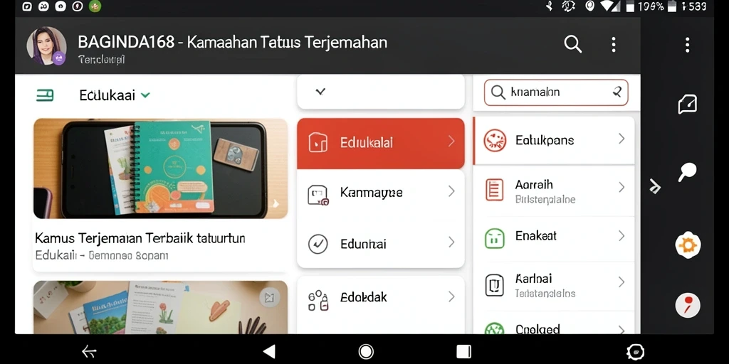 Antarmuka aplikasi BAGINDA168 dengan fungsi terjemahan yang intuitif.