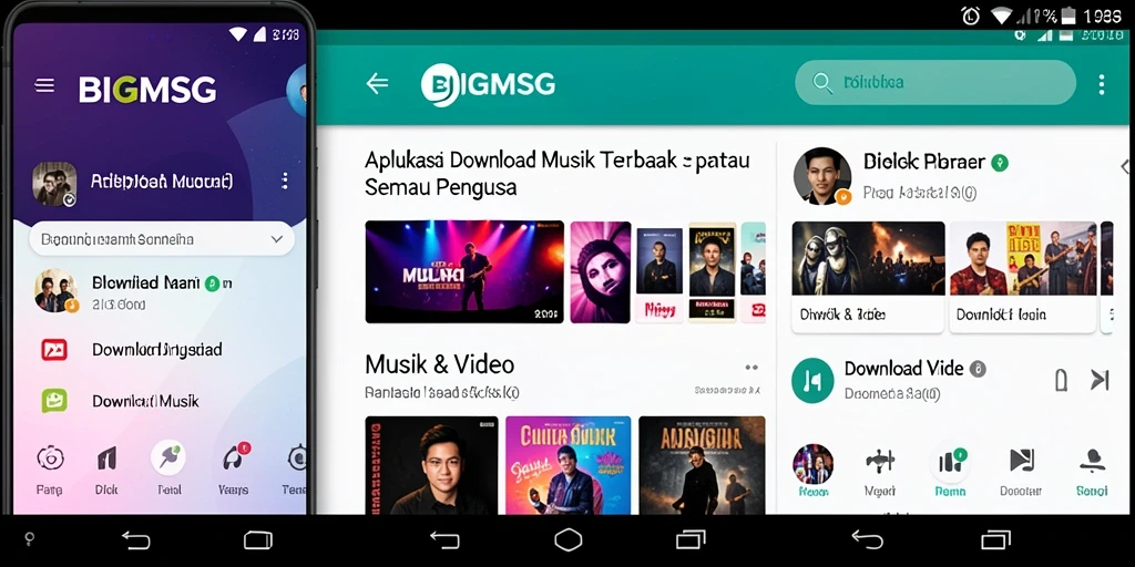 Antarmuka sederhana aplikasi BIGMSG untuk Download Musik.