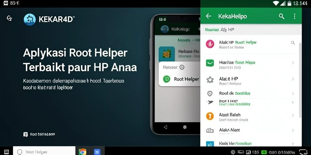Antarmuka pengguna KEKAR4D menampilkan fitur Root Helper yang mudah diakses.