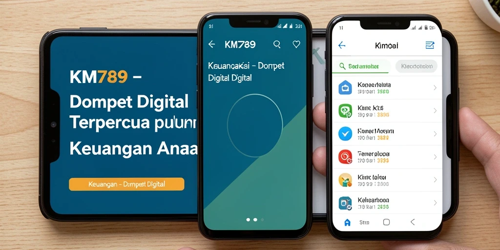 Tampilan antarmuka aplikasi Dompet Digital KM789 yang modern dan ramah pengguna.