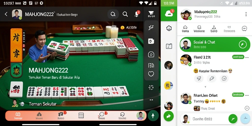Screenshot antarmuka MAHJONG222 yang menunjukkan fitur Teman Sekitar.
