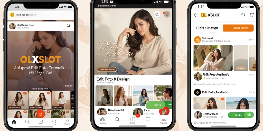 Antarmuka aplikasi OLXSLOT yang menarik dan fungsional untuk Edit Foto Aesthetic.