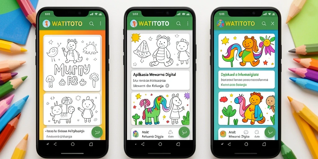 Antarmuka menarik dari aplikasi WATITOTO untuk mewarnai digital.